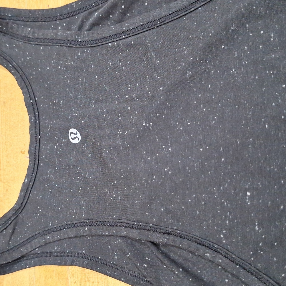 Lululemon Women's Black Speckled Tank Top Open Slit Back Sz 2-4 No Tag
